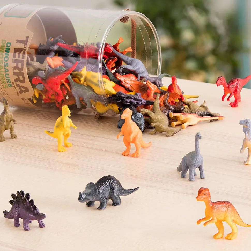 Dyrefigurer i spand - Dinosaurer, 60 stk
