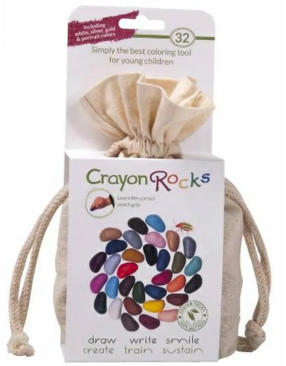 Farvekridt - Crayon Rocks 32 stk i stofpose