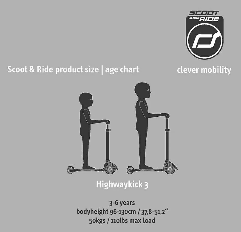 Løbehjul - Highwaykick 3 m. LED, Rose